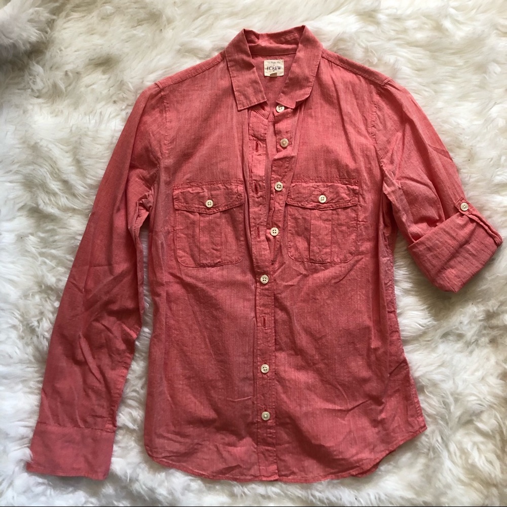 J Crew Salmon Button Up Shirt